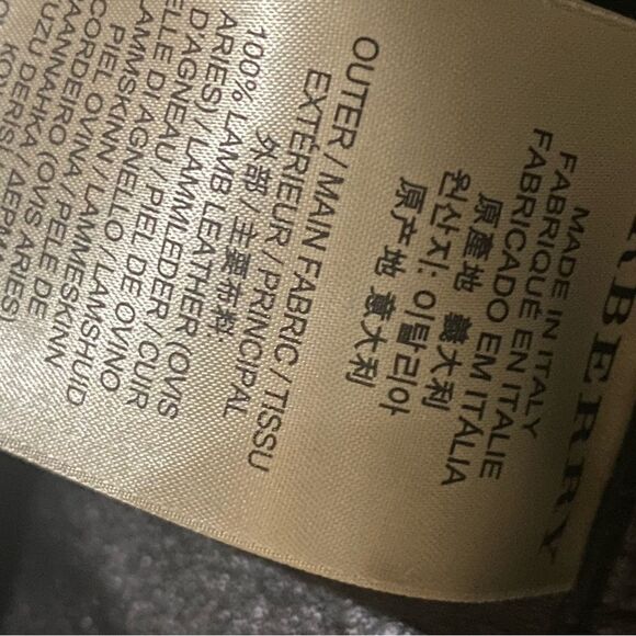 Vintage EUC Burberry London Lambskin Black Leather Biker Jacket Mink Top Collar - Picture 15 of 17